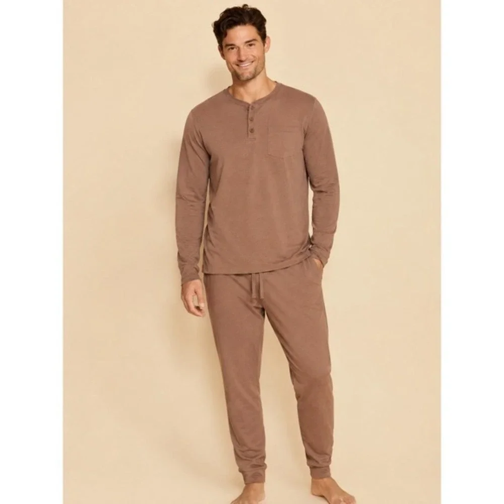 Cosabella Men's Henley & Jogger Pajama Set Pima Cotton Modal Soft Lounge Set L